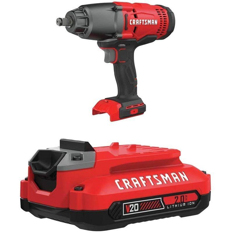 CRAFTSMAN V20 Cordless Impact Wrench with Lithium Ion Battery, 2.0-Amp