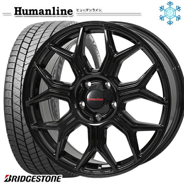215/60R16インチ ブリヂストン ブリザック VRX3 5H100 スタッドレスタイヤホイール4本セット ヒューマンライン HS10M BK