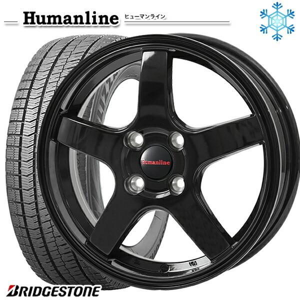175/70R14インチ ブリヂストン ブリザック VRX2 5.5J 4H100 スタッドレスタイヤホイール4本セット ヒューマンライン HS09 BK