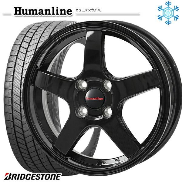 195/65R16インチ ブリヂストン ブリザック VRX3 4H100 スタッドレスタイヤホイール4本セット ヒューマンライン HS09 BK