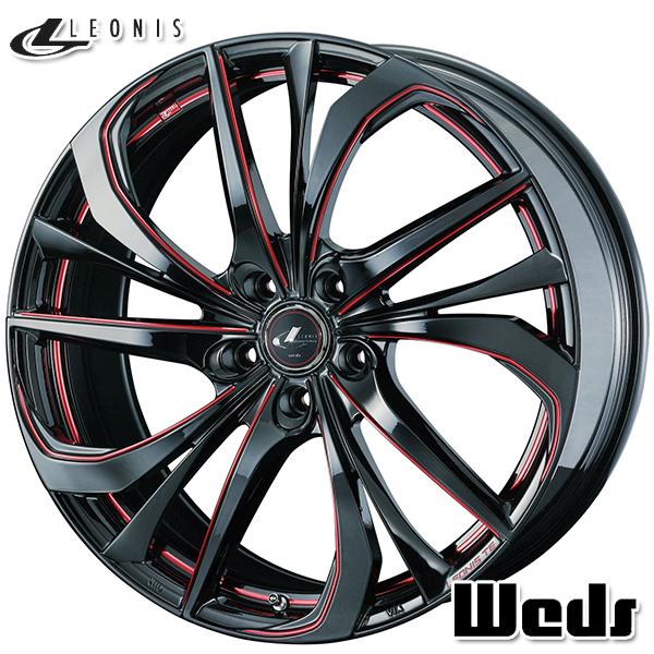 Weds LEONIS ウェッズ レオニス TE 18インチ 7.0J 5H100 +47 BK/SC(RED) アルミホイール単品 4本セット 送料無料
