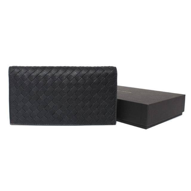 BOTTEGA VENETA ブラック レザー 長財布 BOTTEGA VENETA ブラックレザー長財布