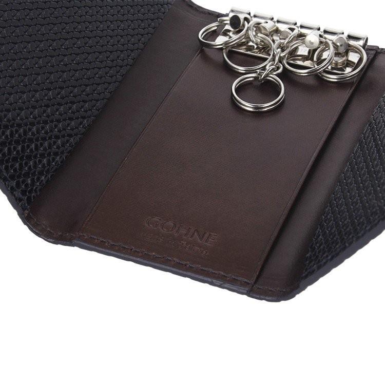 本革 日本製 GOHNE ゴーネ M1301-19A 全4カラー ブラック/ブラック ブラック/レッド グリーン/ブラウン ネイビー/ブラウン made in Tokyo 5連キーケース 牛革 リアルレザー イタリアンレザー バケッタレザー 型押し エンボス バイカラー ツートーンカラー キーケース メンズ 男性 本革 日本製 牛革 M1301-19A 型押し