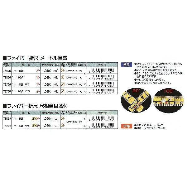 シンワ ファイバー折尺 尺相当目盛付 1m 5折 78623|treasuretown|02