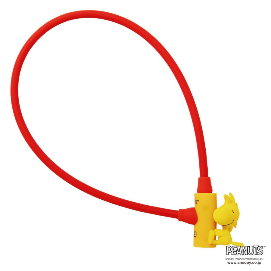 [PIG] PEANUTS デザイン WIRE LOCK ワイヤーロック（スヌーピー、ウッドストックのマスコット付）（自転車/電動自転車/ロック/鍵/盗難防止/バッテリー） | SNOOPY | 04