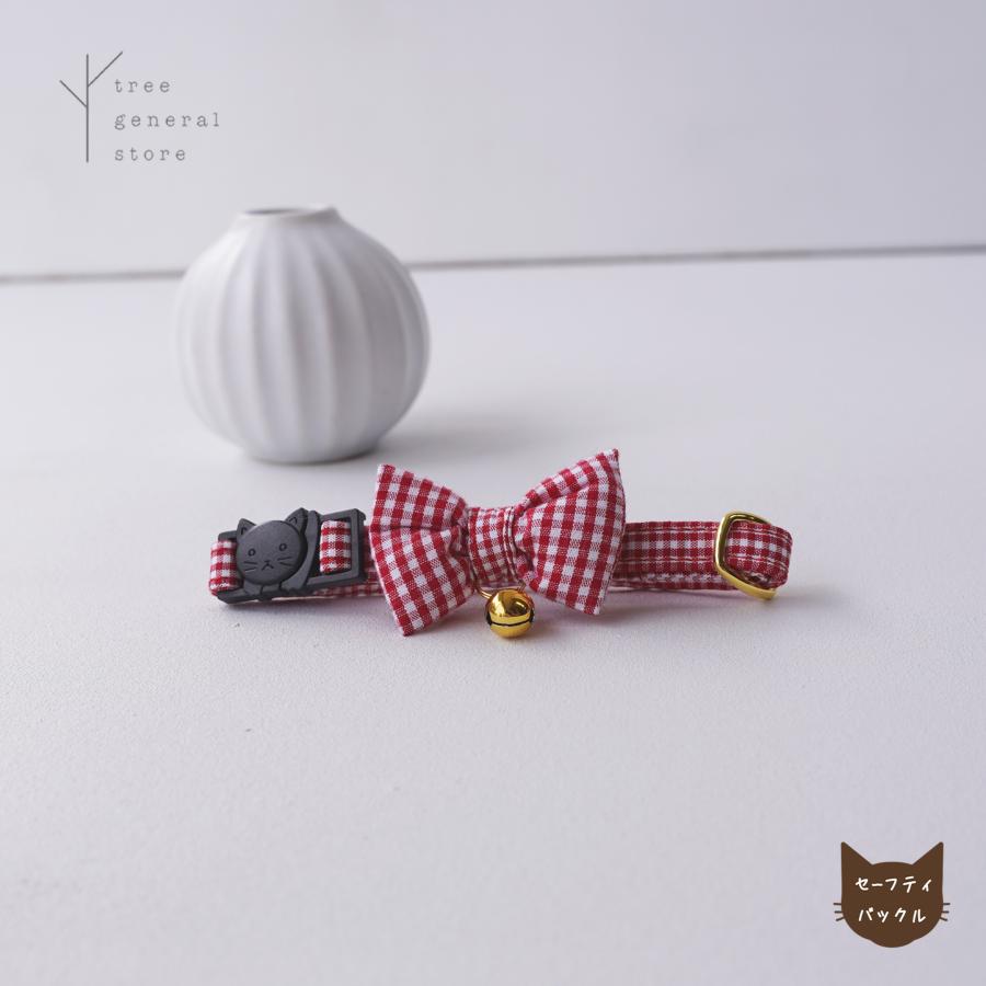 猫 首輪 おしゃれでかわいい(Gチェックキャットカラーレッド) : tree