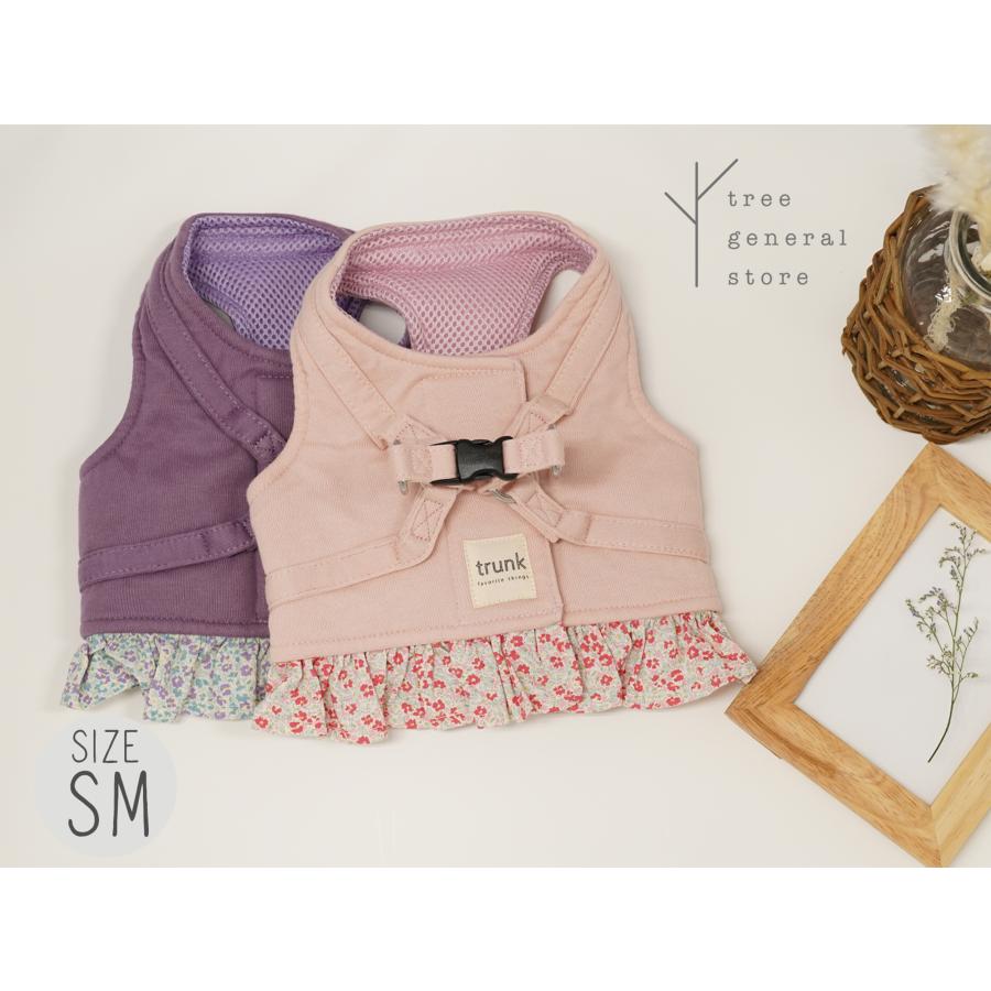 犬 ハーネス 胴輪 おしゃれでかわいい(スエット花柄ウエアハーネスSMサイズ)負担の少ない 抜けない 簡単装着 重ね着 | 