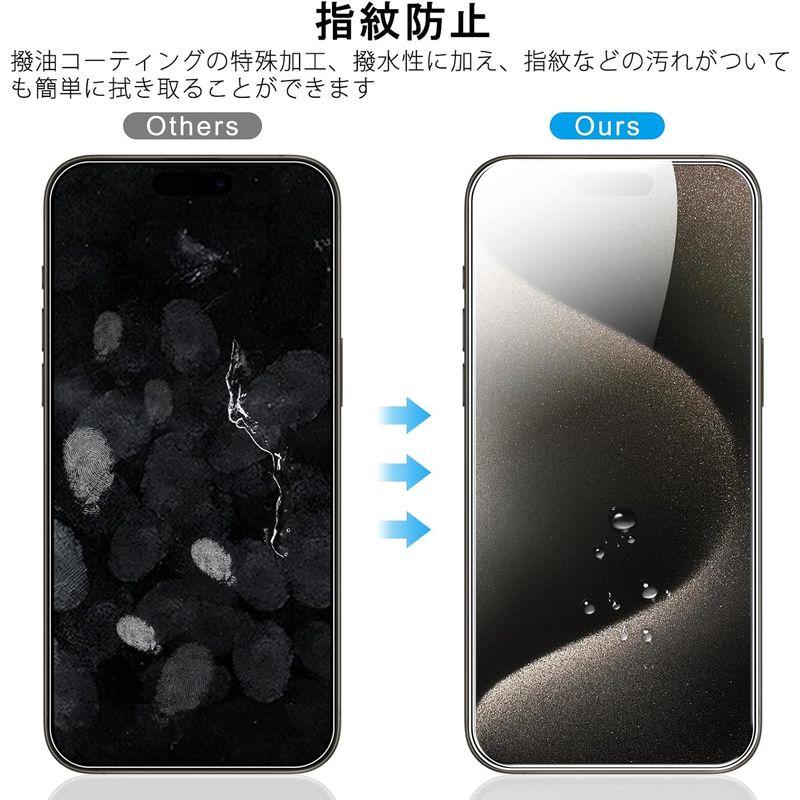 防塵ネット付き・日本旭硝子素材製iPhone 15 Pro 専用 ガラスフィルム (2枚/強化黒縁) ＋ カメラフィルム (2枚) ガイド枠｜tree37｜08