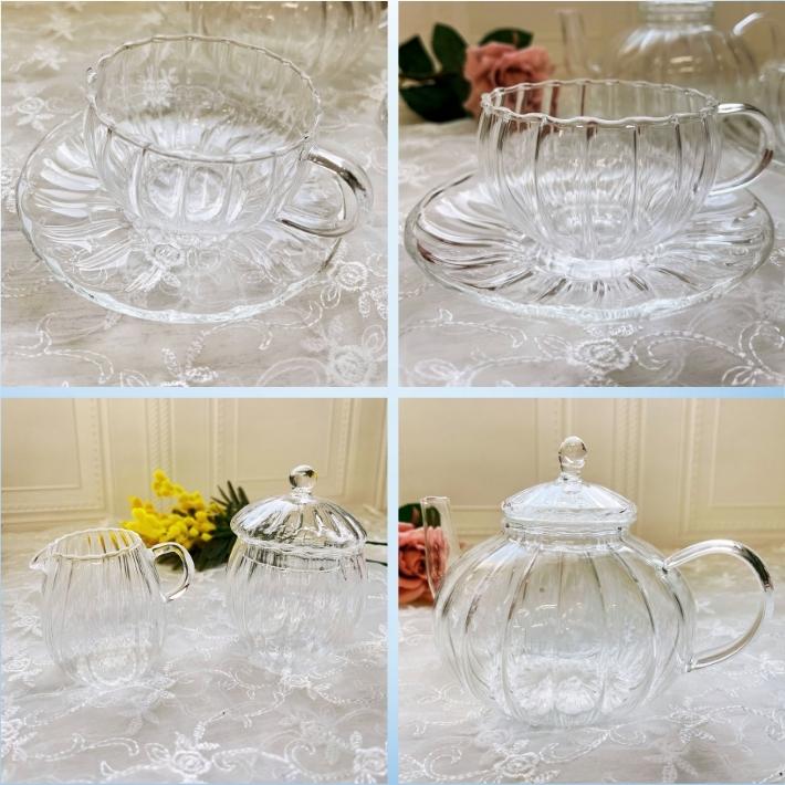 ウェーブ ティータイムセット ( ティーポット カップ&ソーサー×2客