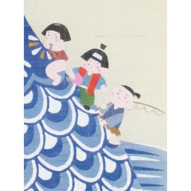 タペストリー 手描き 『 鯉乗り三太郎 』 京都 洛柿庵 麻 30×100cm