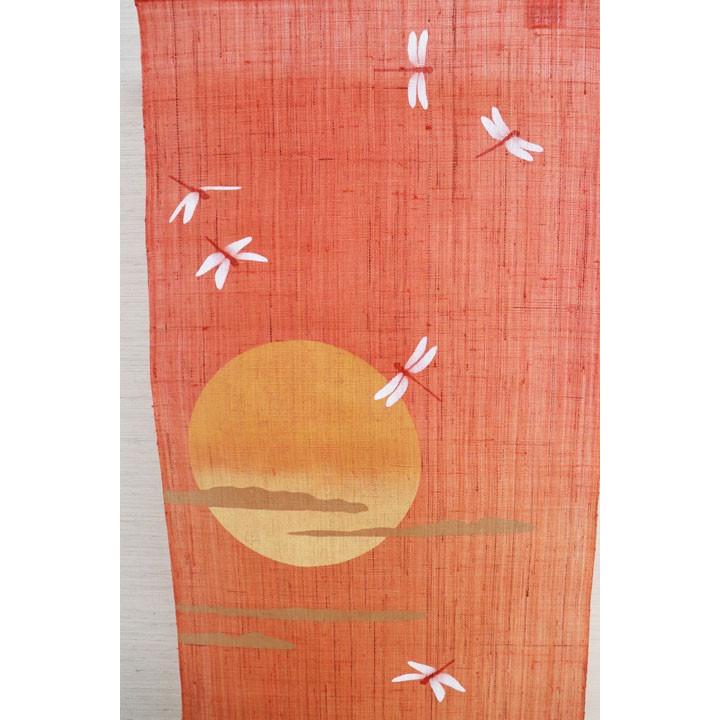 タペストリー 『 アカネノトキ 』 京都 洛柿庵 麻 30×100ｃｍ 茜 秋 赤トンボ 赤とんぼ 月 ススキ すすき 和 タペ 壁掛け 四季 送料無料(沖縄除外)_1