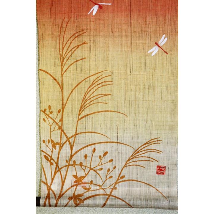 タペストリー 『 アカネノトキ 』 京都 洛柿庵 麻 30×100ｃｍ 茜 秋 赤トンボ 赤とんぼ 月 ススキ すすき 和 タペ 壁掛け 四季 送料無料(沖縄除外)_4