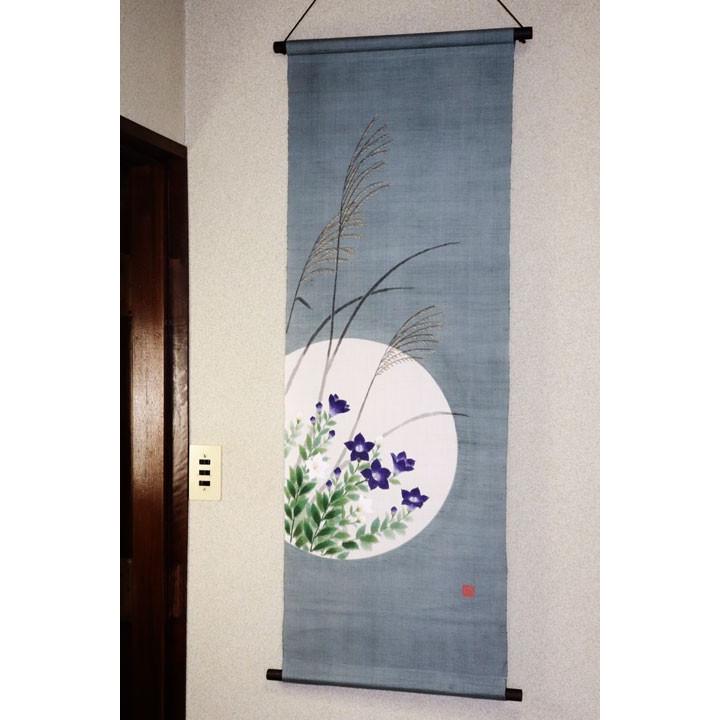 タペストリー 『 桔梗 』 京都 洛柿庵 麻 45×130cm ききょう 秋 花