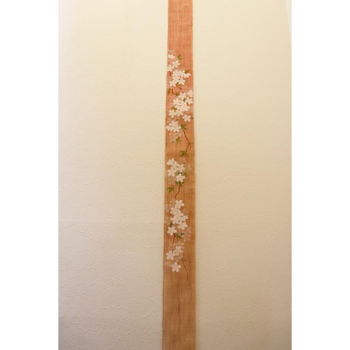 細 タペストリー 桜しだれ 京都 洛柿庵 麻 布 10×170cm さくら