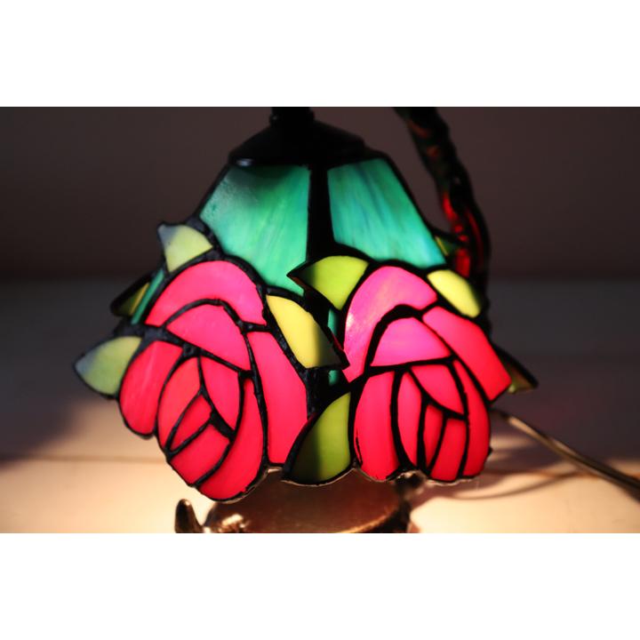 ステンドランプ ローズ 525 ( バラ 薔薇 ステンドグラス 照明 ランプ