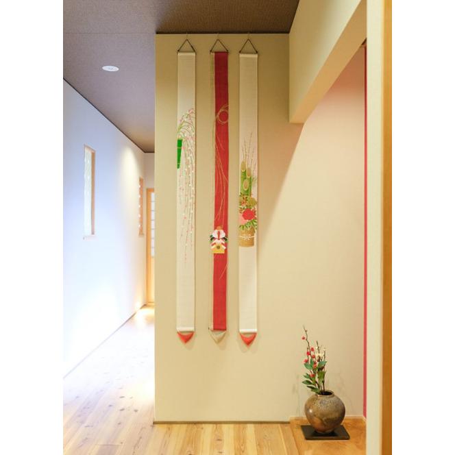 細タペストリー 『 門松 』 京都 洛柿庵 麻 10×170cm 冬 迎春 お正月