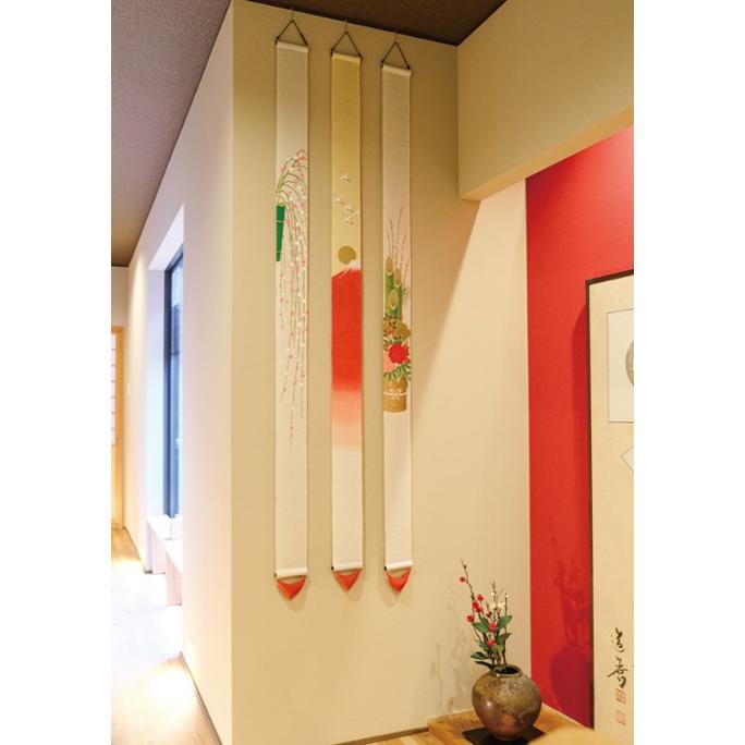 細タペストリー 『 門松 』 京都 洛柿庵 麻 10×170cm 冬 迎春 お正月