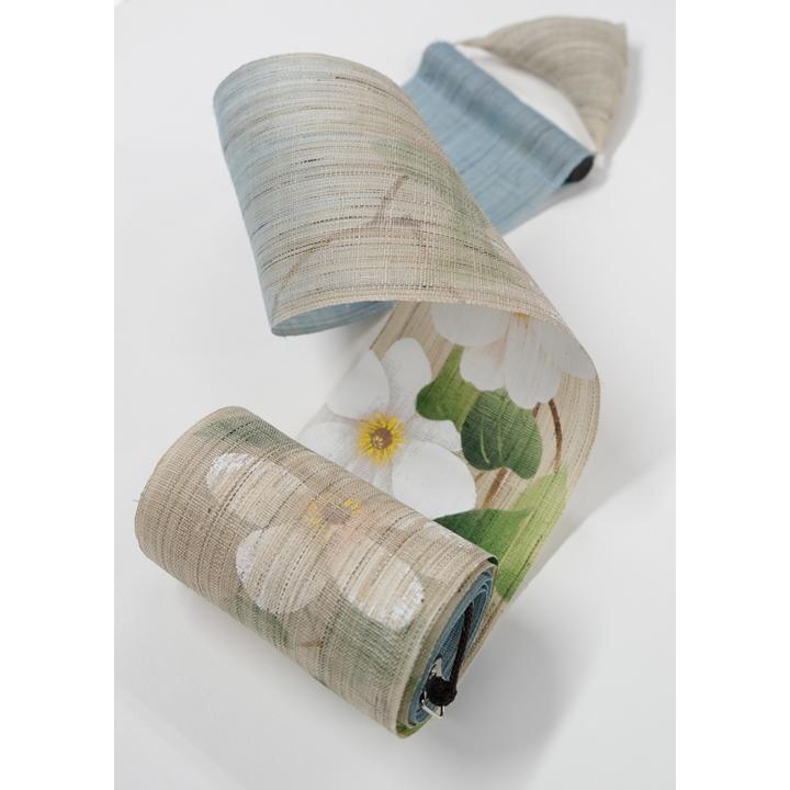 洛柿庵　細タペストリー「白色大輪クレマチス」 細タペストリー 『 白色大輪 クレマチス 』 京都 洛柿庵 麻 10