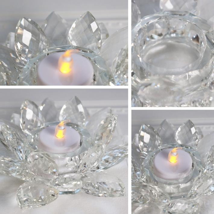 ロータス キャンドルホルダー クリア クリスタル ガラス サン