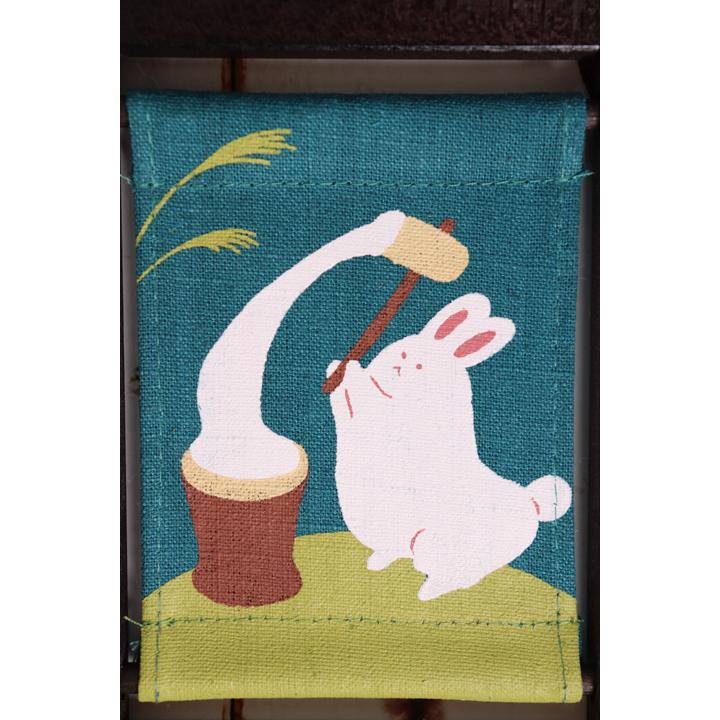 ミニ木枠タペストリー koyomiフレーム『 うさぎの餅つき 』京都 洛柿庵