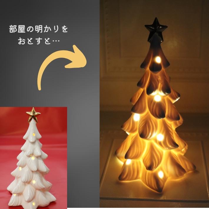 LED セラミック スノーマン ＆ スノーツリー クリスマスツリー セット