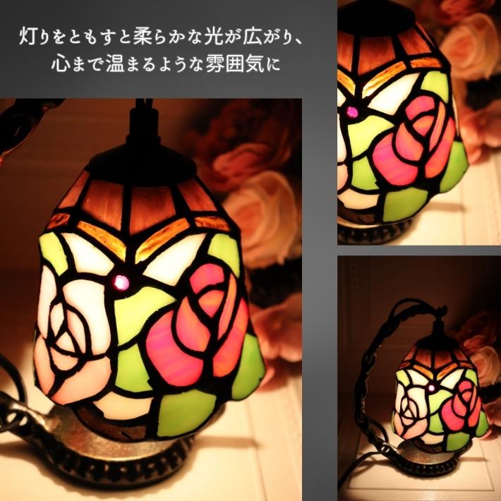ステンドランプ ローズ ミニ 517 バラ 薔薇 ステンドグラス 照明 卓上