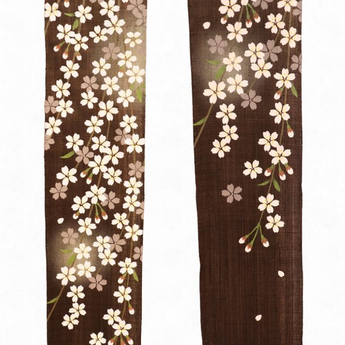細タペストリー 『 夜桜 』 京都 洛柿庵 麻 10×170cm さくら サクラ