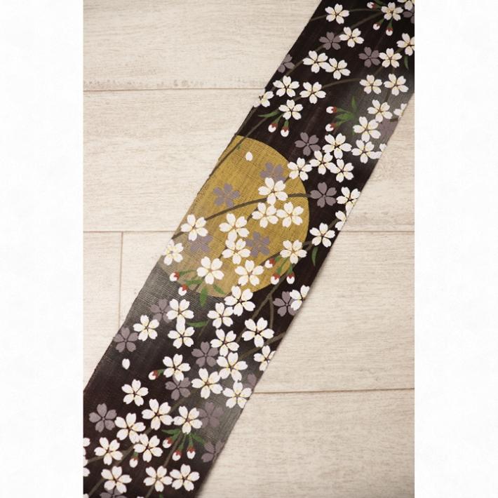 細タペストリー 『 夜桜 』 京都 洛柿庵 麻 10×170cm さくら サクラ