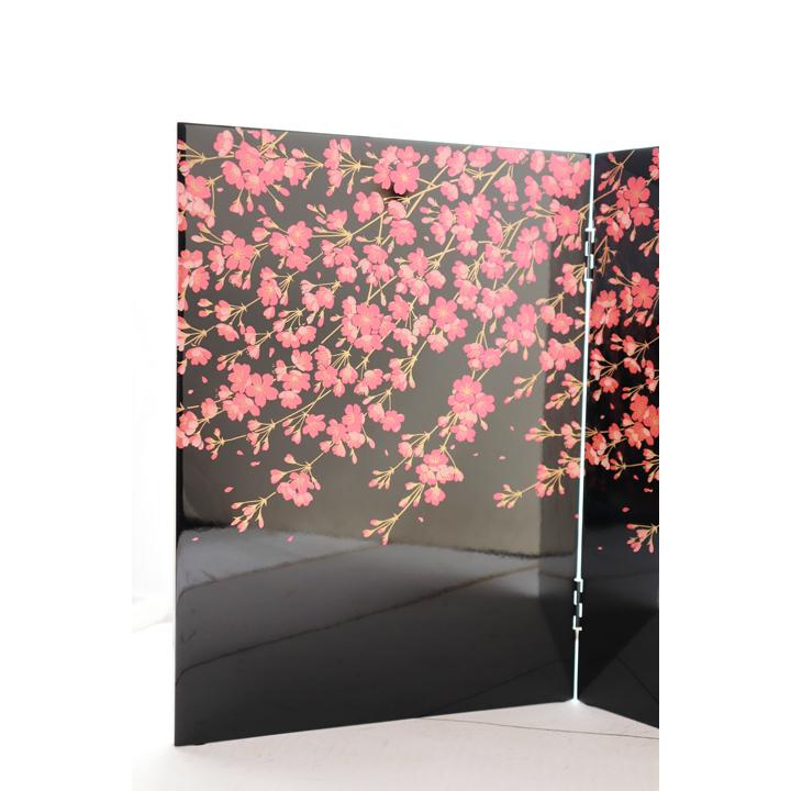 しだれ桜 屏風 黒 漆器 会津塗り ( ミニ屏風 びょうぶ しだれ しだれ桜 屏風 黒 漆器 会津塗り ( ミニ屏風 びょうぶ しだれ