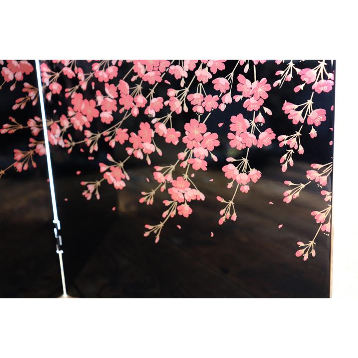 しだれ桜 屏風 黒 漆器 会津塗り ( ミニ屏風 びょうぶ しだれ しだれ桜 屏風 黒 漆器 会津塗り ( ミニ屏風 びょうぶ しだれ