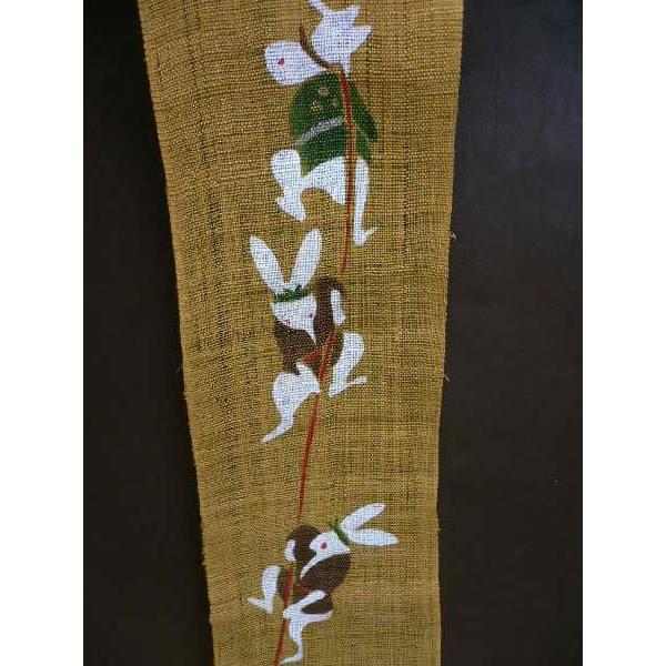 細 タペストリー うさぎの宝袋 京都 洛柿庵 麻 布 10×170cm 秋