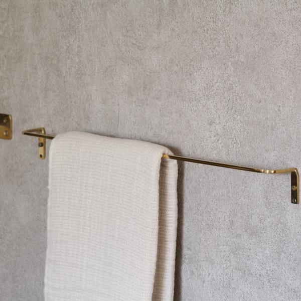 タオルハンガー  タオル掛け 真鍮 おしゃれ 壁付け 洗面所 トイレ キッチン (幅約40cm) L インテリア