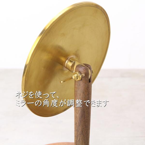 鏡 卓上 置き型 おしゃれ 真鍮 木製 スタンドミラー オーバル