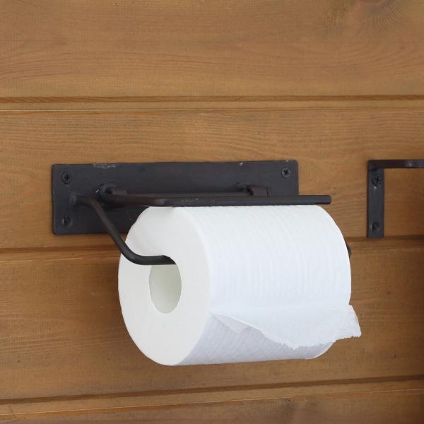 トイレットペーパーホルダー アイアン 押さえ付き おしゃれ 黒 DIY