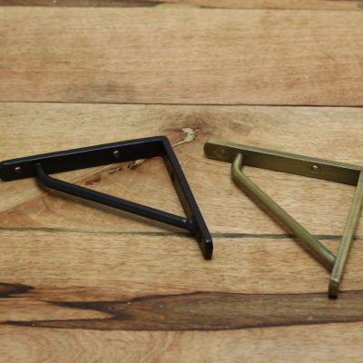棚受け金具 アイアン ブラケット おしゃれ 黒 金色 三角 SS 10cm 単品