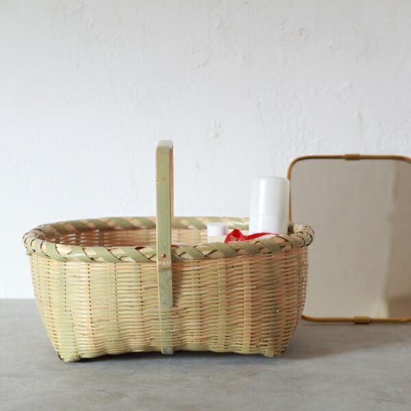 竹かご バスケット おしゃれ 小物入れ 収納 キッチン 天然素材 手付き