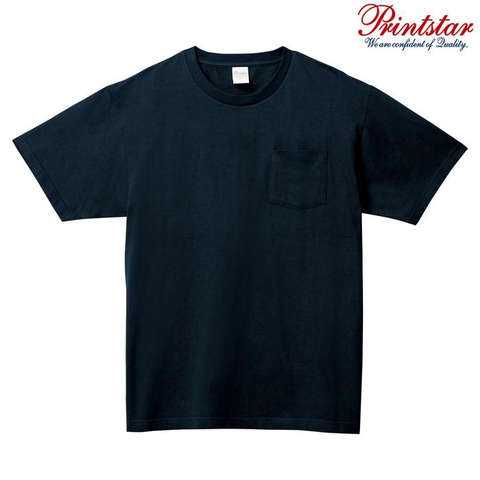 メンズ Tシャツ 半袖 サーマルネック ポケット付き ヘビーウェイト 5.6オンス 無地 ネイビー S サイズ 109-PCT｜trend-i