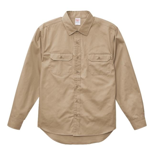 長袖 シャツ メンズ ワークシャツ メンズ T/Cツイル S サイズ モカ  