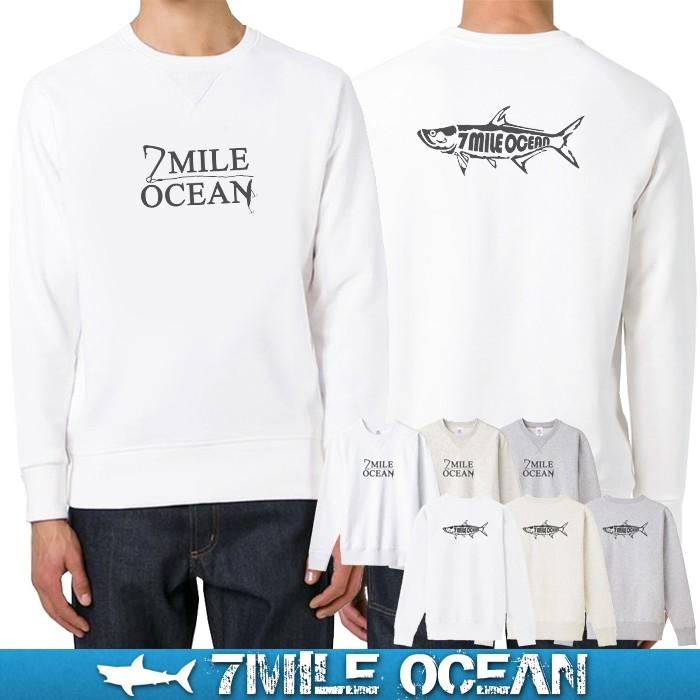 7MILE OCEAN メンズ 長袖 トレーナー スウェット バックプリント フィッシング 魚 釣り ブランド アメカジ アウトドア 裏起毛 大きいサイズ 秋冬｜trend-i