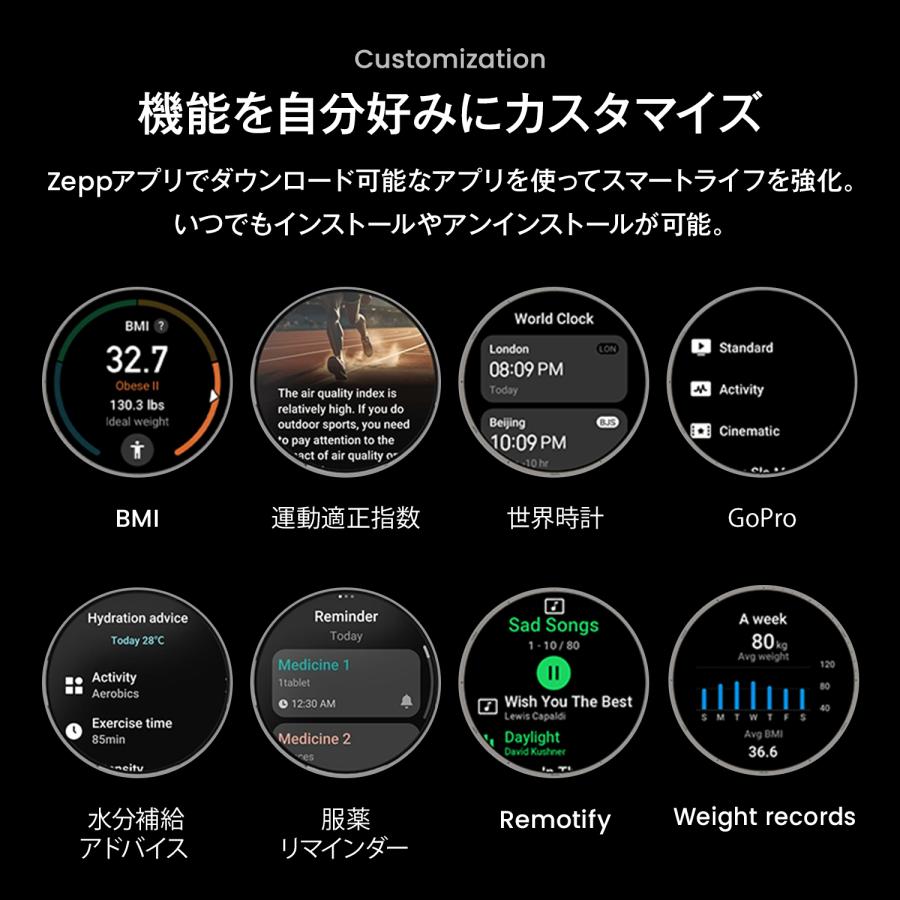 Amazfit Active 2 アマズフィット公式ストア スマートウォッチ 丸型 四角型 AI 音声操作 小さめ zeepflow GPS 心拍 睡眠の画像