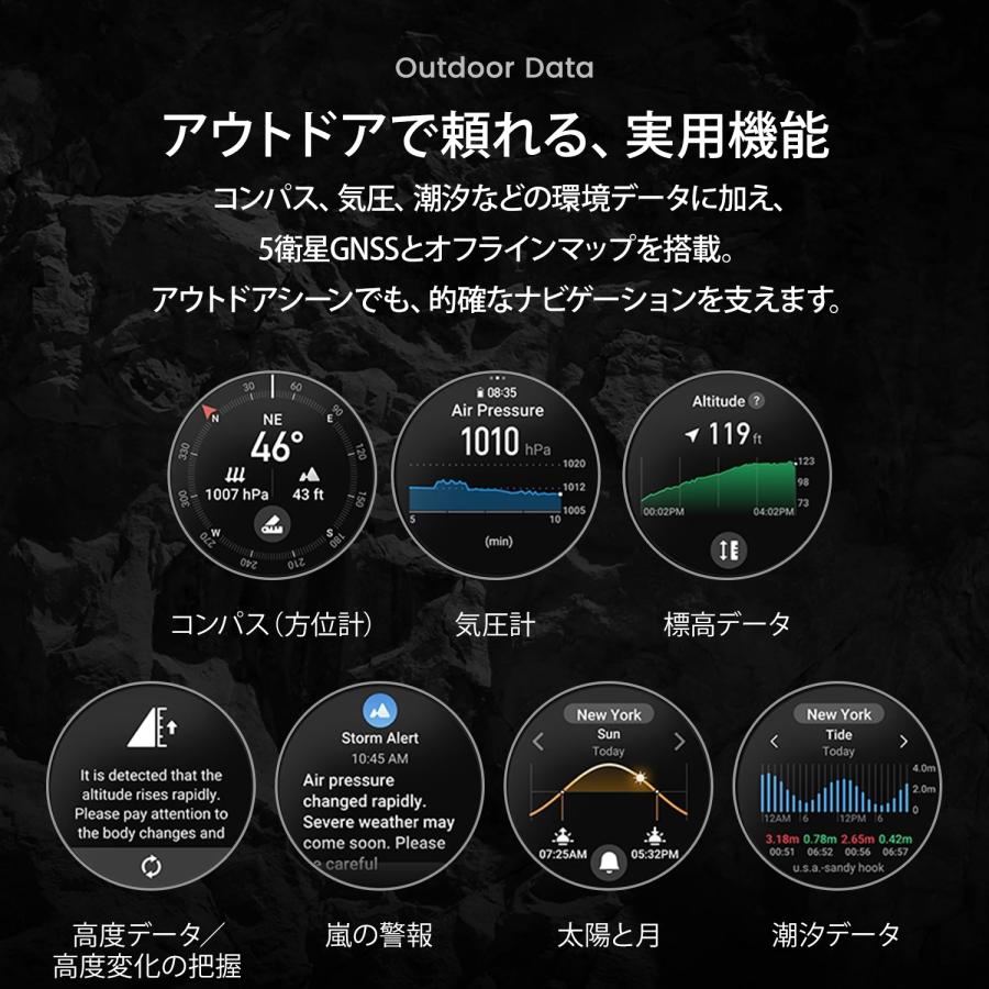 Amazfit Active Max スマートウォッチ アマズフィット 25日間バッテリー 3000nit高輝度 4Gストレージ オフラインマップ スポーツモード AI 音声操作 GPSの画像