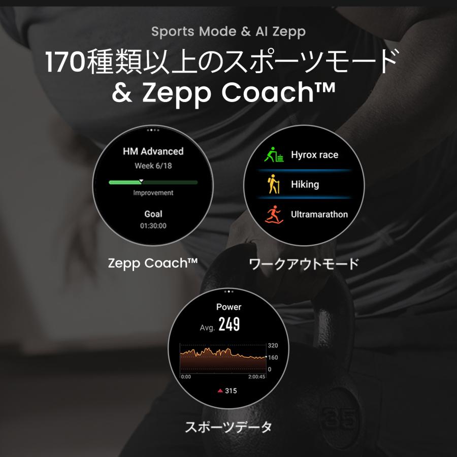 Amazfit Active Max スマートウォッチ アマズフィット 25日間バッテリー 3000nit高輝度 4Gストレージ オフラインマップ スポーツモード AI 音声操作 GPSの画像