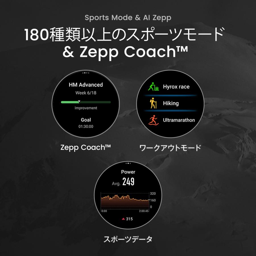 Amazfit T-Rex Ultra 2 スマートウォッチ アマズフィット 登山 アウトドア ヤマレコ ヤマップ 10気圧 防水 アウトドア ランニング 水泳 登山 GPS コンパスの画像