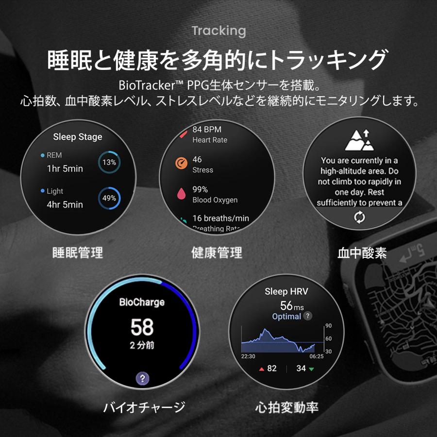 Amazfit Bip Max スマートウォッチ アマズフィット 日本正規代理店 3000nit高輝度 GPS内蔵 4Gストレージ 20日間バッテリー オフラインマップの画像