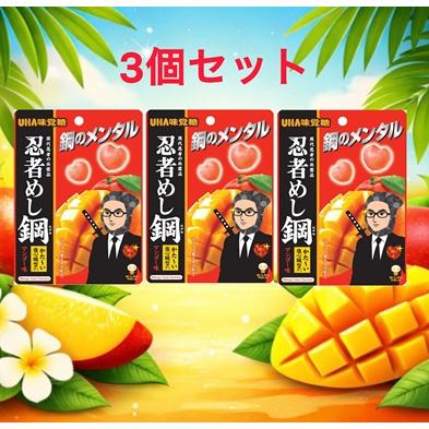 忍者めし銅のメンタル マンゴー味 20個入り新品・未開封 3個セット 忍者めし鋼 鋼のメンタル マンゴー味 UHA味覚糖 ハート型