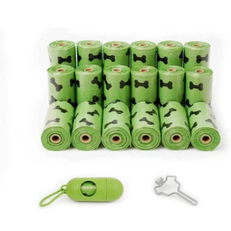 【 日本正規店 】 ペット用マナー袋 犬うんち袋 臭わない 丈夫 大容量 使い捨て お散歩 携帯便利 ディスペンサー ハンガー (18ロール（270枚）, グリーン) | 