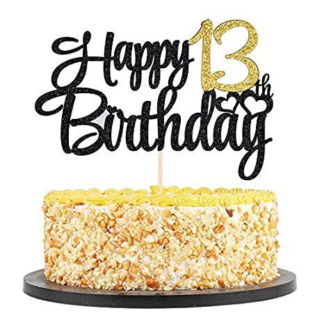 幸せなふたりに贈る結婚祝い 送料無料 Qiynao ブラックゴールド 13 ハッピーバースデーケーキトッパー 誕生日パーティー装飾用品 13 その他おもちゃ Www Immigrationbangkok Com