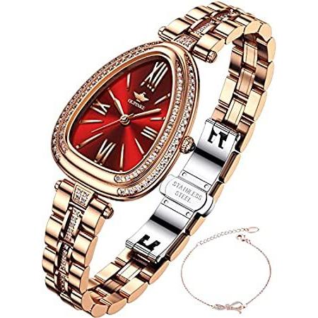 雑誌で紹介された Diamond Quartz Import Watch Red Gold Rose Women's OUPINKE Ladies 並行輸入品 Watch 腕時計