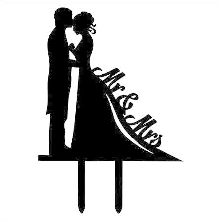 【サイズ交換ＯＫ】 送料無料！SCHOLMART Wedding Cake Topper Mr & Mrs Funny Bride and Groom Shadow Wedding 室内装飾
