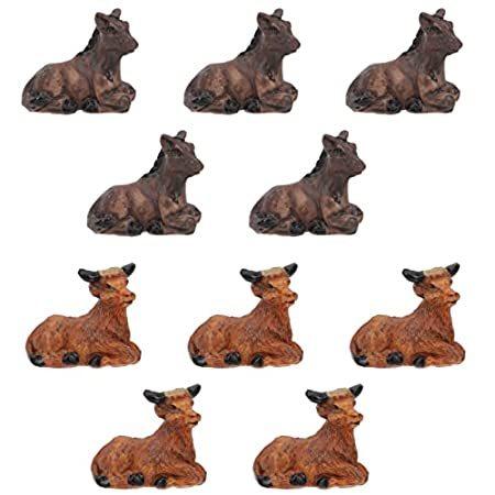 お手頃価格 Set Figurines Horse Figurine Calf Resin 10pcs 送料無料！YARDWE Animal Chr Toy Figures 室内装飾